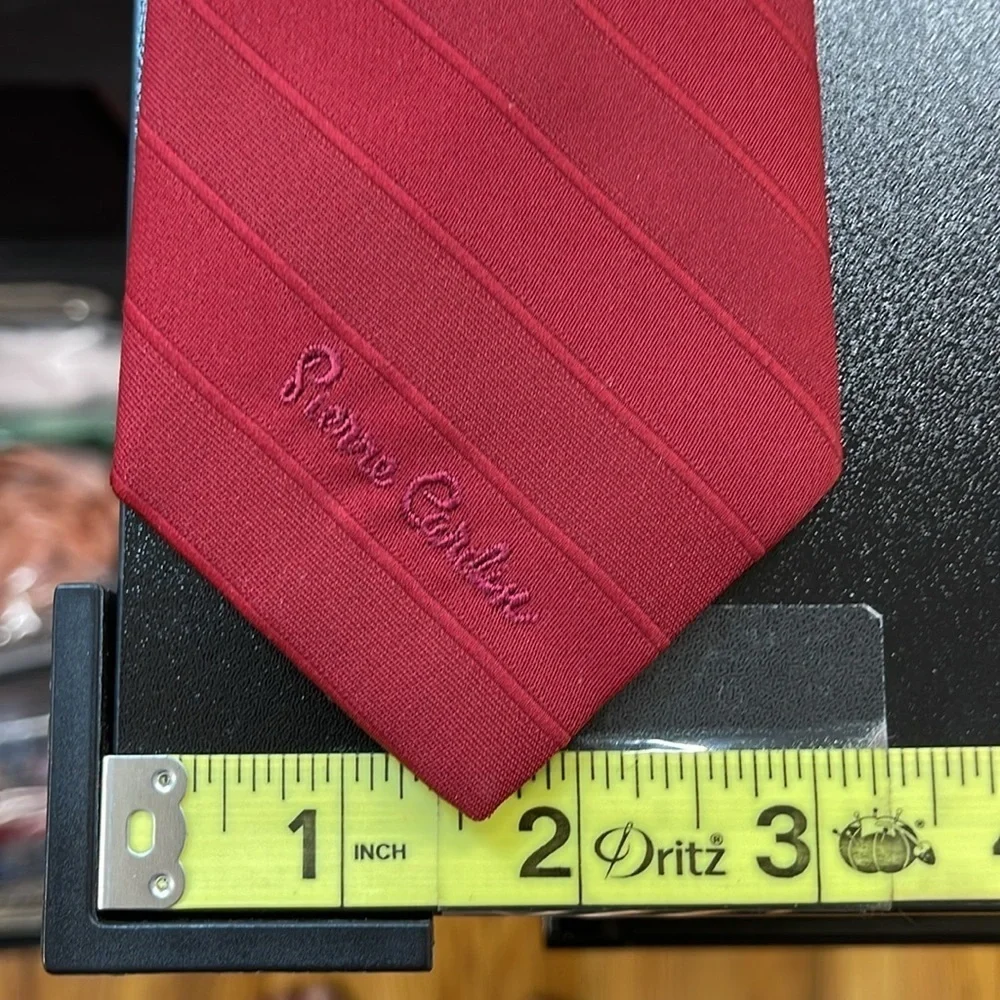 Pierre Cardin Paris New York Vintage Burgundy Stripe Tie With Logo